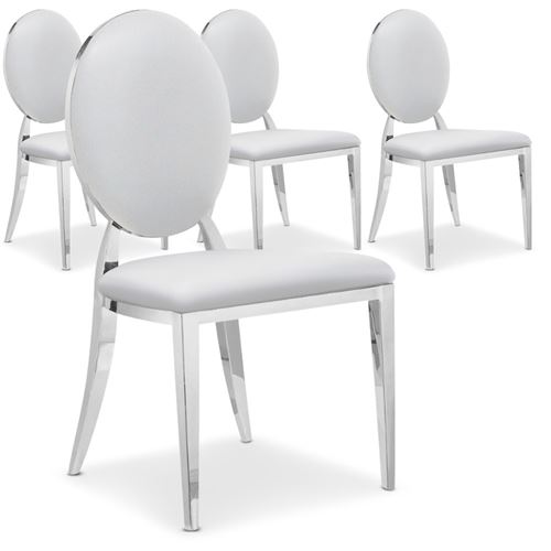Paris Prix - Lot De 4 Chaises Médaillon tatianna 90cm Blanc