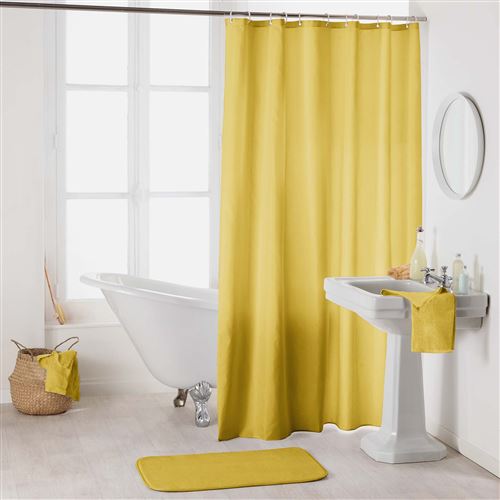 Rideau de douche avec crochets 180 x 200 cm polyester uni essencia Miel