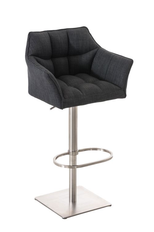 CLP Tabouret de bar Damaso en Tissu , Gris fonc&eacute;/Acier inoxydable