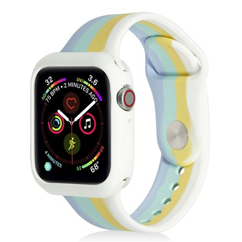 Bracelet en silicone avec coque de protection pour Apple Watch Series 6/ SE/ 5/ 4 44mm - Multicolore#8(Taille S/M)
