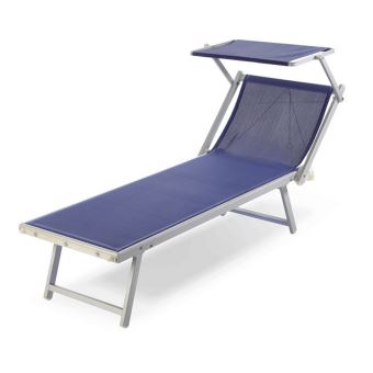 Bain De Soleil Pliant Avec Toit Pare Soleil En Aluminium Bleu Riviera Mobilier De Jardin Achat Prix Fnac