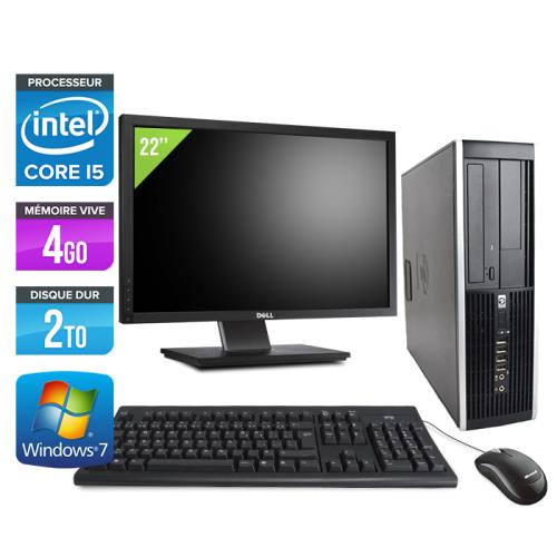 Ordinateur HP Elite 8100 SFF + Ecran 22'' - Noir - Intel Core i5-650 / 3.2 GHz - RAM 4 Go - HDD 2 To - DVDRW - Gigabit Ethernet - Windows 7 Profession