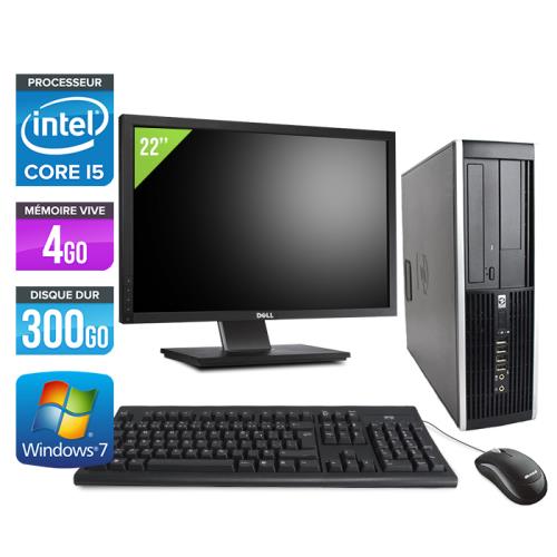 Ordinateur HP Elite 8100 SFF + Ecran 22'' - Noir - Intel Core i5-650 / 3.2 GHz - RAM 4 Go - HDD 300 Go - DVDRW - Gigabit Ethernet - Windows 7 Professi