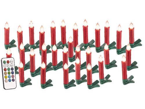 Bougies à LED pour sapin de Noël avec télécommande infrarouge - x30 - rouge
