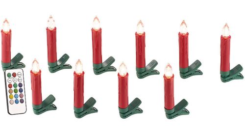 Bougies à LED pour sapin de Noël avec télécommande infrarouge - x10 - rouge