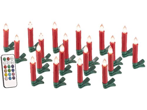 Bougies à LED pour sapin de Noël avec télécommande infrarouge - x20 - rouge