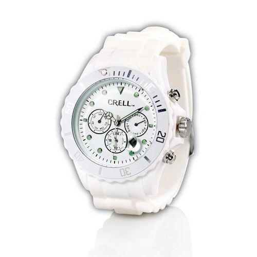 Montre multifonction look chrono blanc brillant