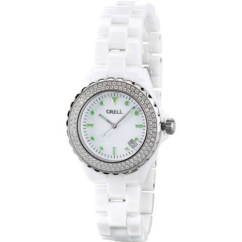 Montre pour femme céramique et strass blanche