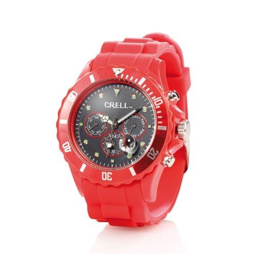 Montre multifonction look chrono rouge brillant