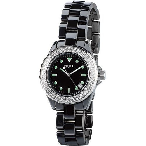 Montre pour femme céramique et strass noire