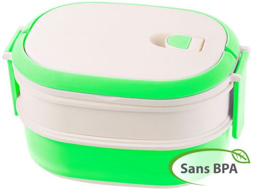 Lunch box 700 ml à 2 étages avec couvercle et poignée de transport