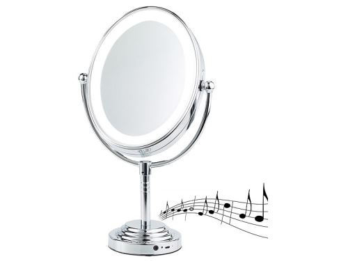 Miroir grossissant 5x à éclairage LED avec enceinte bluetooth - 123 x 175 mm