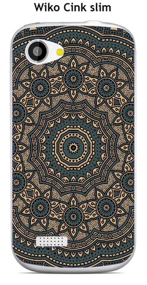 Coque Wiko Cink slim design Mandala rosace bicolore Gris & Or