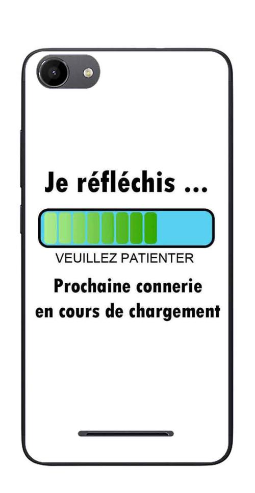 Coque TPU gel souple Wiko Jerry design Message Je réfléchis, Texte noir