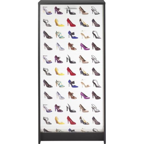 Meuble à  Chaussures Noir Rideau Imprimé Chaussures