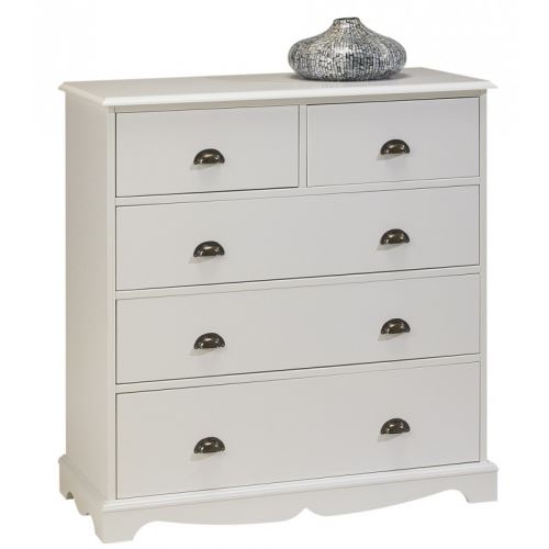 Commode Blanche 5 Tiroirs de Style Anglais