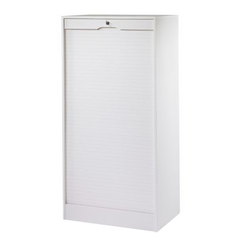 Armoire De Bureau A Rideau En Bois Avec Serrure Matha Blanc