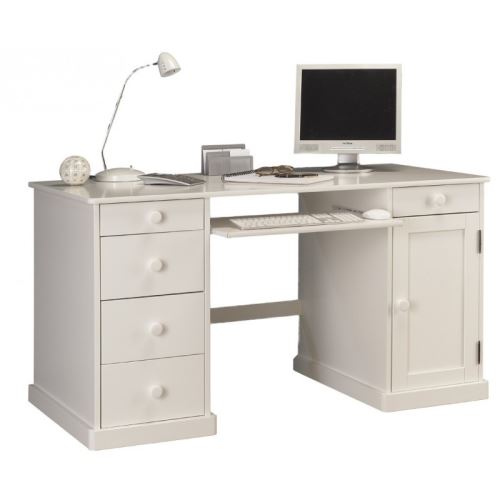 Bureau Informatique Blanc 1 Porte 5 Tiroirs