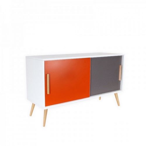 Bahut 2 portes - blanc, orange et gris