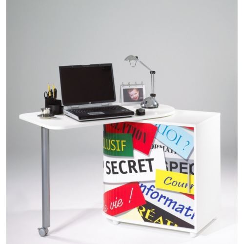 Bureau Informatique Blanc Pivotant - Coloris - Top Secret