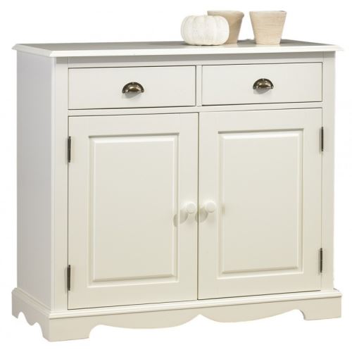 Buffet Blanc 2 Portes 2 Tiroirs de Style Anglais