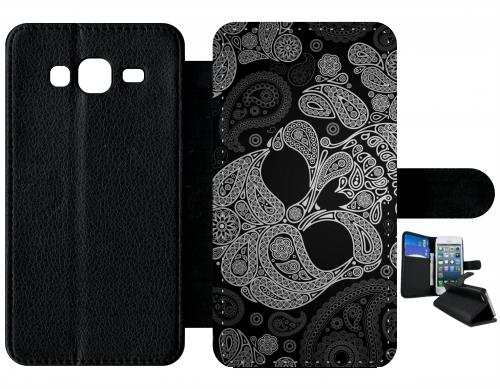 Etui À Rabat Samsung Galaxy J3 2016 Tete De Mort Barroque