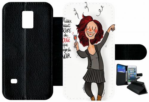 Etui À Rabat Samsung Galaxy S5 Mini Boire Du Rouge Broyer Du Noir