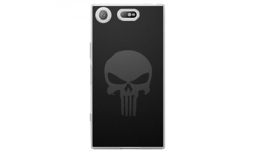 Coque souple pour Sony Xperia XZ1 Compact avec impression Motifs tête de mort sur fond carbone