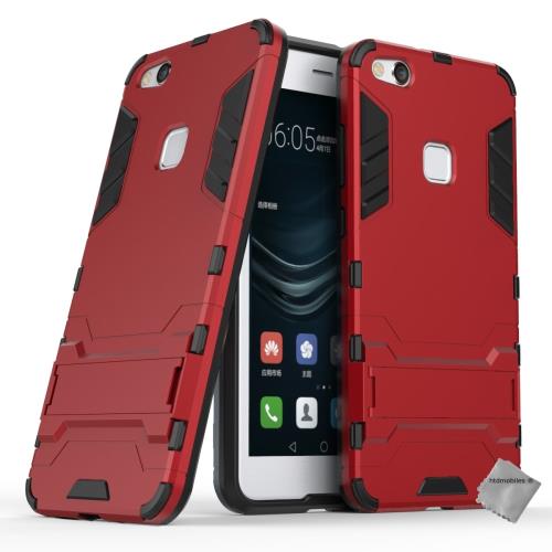 Housse etui coque rigide anti choc pour Huawei P10 Lite avec film ecran - ROUGE