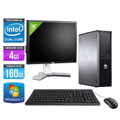 Ordinateur Dell Optiplex 780 Desktop + Ecran 19' - Gris - Intel Core Duo E5300 / 2.60 GHz - RAM 4 Go - HDD 160 Go - DVDRW - Gigabit Ethernet - Windows