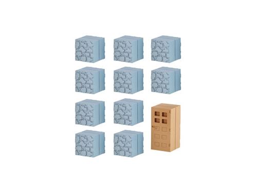 Bandaï - Minecraft Mine-Keshi figurines 2- 4 cm Block Set Cobblestone & Wooden Door