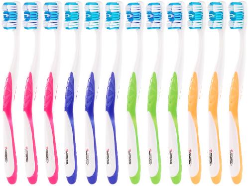 Pack de 12 brosses à dents 4 couleurs - Poils moyens