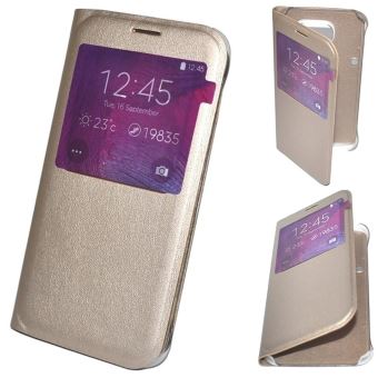 Housse Coque Etui View Flip Cover Doré Gold pour SAMSUNG GALAXY J5 2017  Etui pour téléphone 