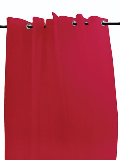 Voilage rouge à oeillets métal