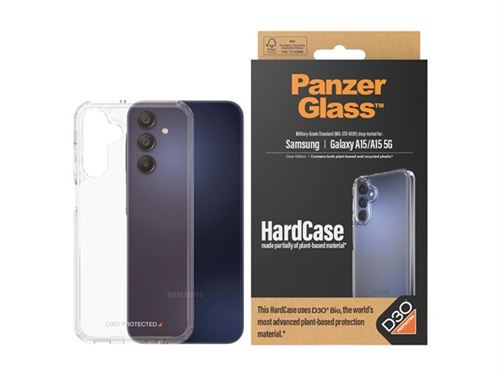 PanzerGlass HardCase - Clear Edition - coque de protection pour téléphone portable - compatibilité avec MagSafe - D3O Bio, plastique - transparent - pour Samsung Galaxy A15, A15 5G