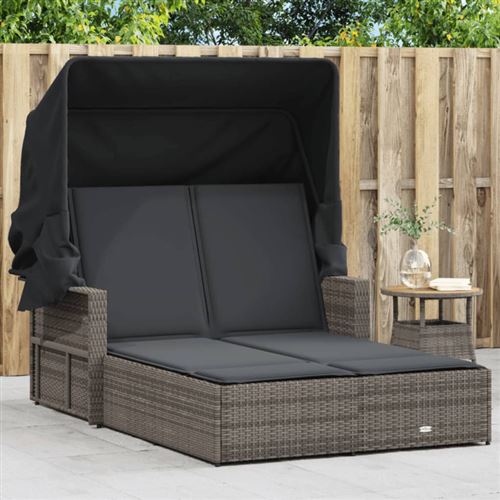 VidaXL - Doppel-sonnenliege poly-rattan, One Size, Grau