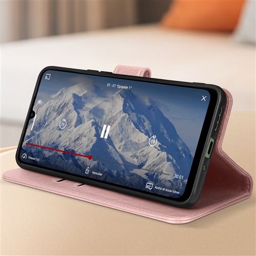 Étui Portefeuille Xiaomi Redmi 13C - Tissu 100% Coton Rose - Porte-cartes Intégré - Série Sensitive