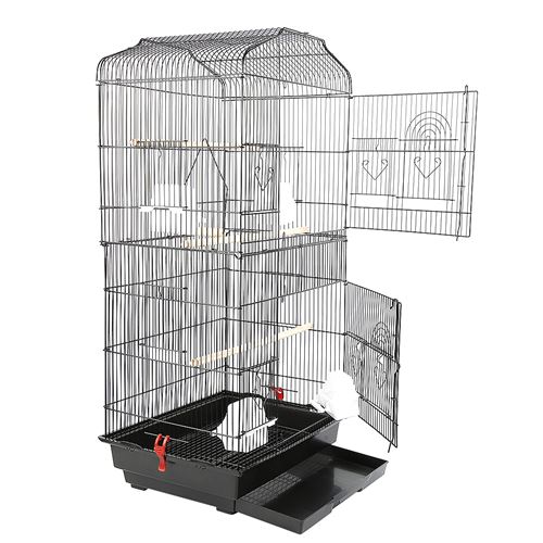 Comparer les prix de Cage Oiseaux Volière B.LIVEM® en Métal pour Oiseau Perroquet Perruche Conure Canaries Noir 46*35.3*92cm
