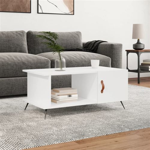 Vidaxl Blanc Table Basse 90X50x40 Cm Bois D'ingénierie - Image 3
