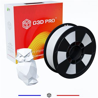 G3D PRO® Filament PLA pour imprimante 3D, 1,75mm, Blanc, Bobine, 2