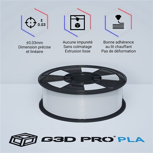 G3D PRO® Filament PLA pour imprimante 3D, 1,75mm, Rouge, Bobine, 1