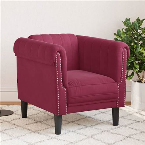 Vidaxl Rouge Fauteuil Bordeaux Velours - Image 2