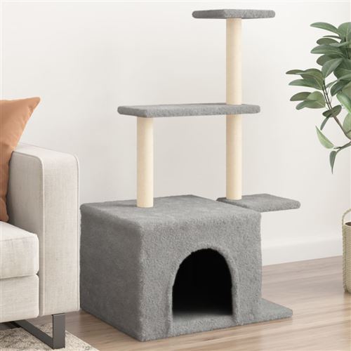 vidaXL Arbre à chat avec griffoirs en sisal gris clair 110 cm 172104