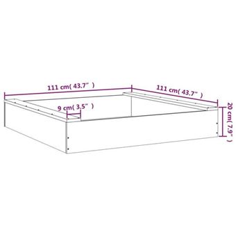 VidaXL – Bac à Sable Carré En Pin Massif – 111x111x20 Cm – 2 Sièges – Sans Fond – Dès 2 Ans