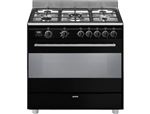 Smeg Concerto BG91N2 - Cuisinière - pose libre - largeur : 90 cm - profondeur : 60 cm - avec système auto-nettoyant - noir