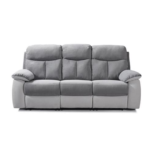 Canapé 3 places dont 2 places relax électrique - Tissu Gris clair et Gris foncé