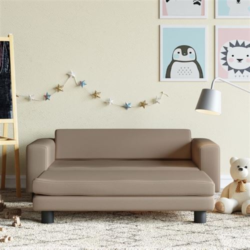 vidaXL Canapé avec repose-pied pour enfants cappuccino 100x50x30 cm