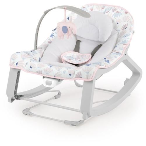 Transat Keep Cosy - 3 en 1 - 53 x 65 x 51 cm - Gris et Rose - Dès la naissance
