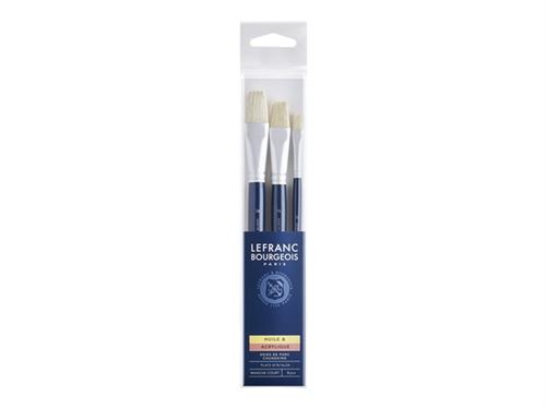 Lefranc Bourgeois - Lot de pinceaux - 3 parties - plat - taille : 8, 16, 24