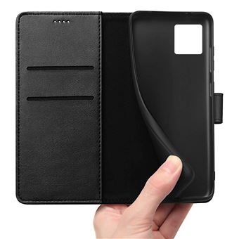Coque Portefeuille Antichoc Noire Pour IPhone 15 Pro - Rabat Discret, Compatible Charge Sans Fil